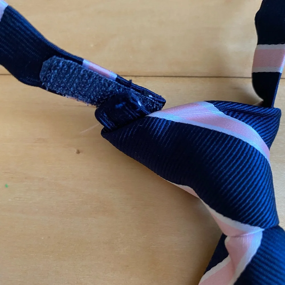 Gymboree Navy and Pink Striped Tie with Velcro Closure